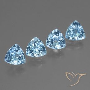 Gemme di Topazio Blu svizzero naturale da 4.84 ct, Taglio trillion, VVS-VS