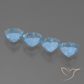 Gemme di Topazio Blu svizzero naturale da 4.84 ct, Taglio trillion, VVS-VS