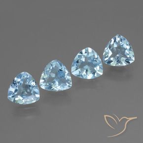 Gemme di Topazio Celeste naturale da 4.78 ct, Taglio trillion, VVS-VS