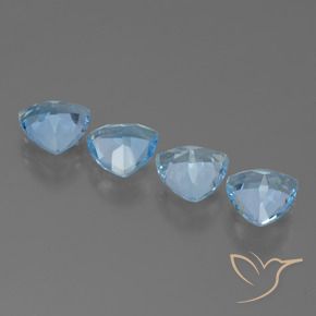 Gemme di Topazio Celeste naturale da 4.78 ct, Taglio trillion, VVS-VS