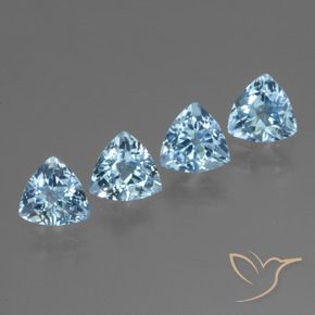 Gemme di Topazio Celeste naturale da 4.54 ct, Taglio trillion, VVS-VS
