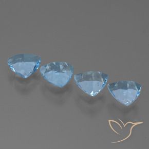 Gemme di Topazio Celeste naturale da 4.54 ct, Taglio trillion, VVS-VS