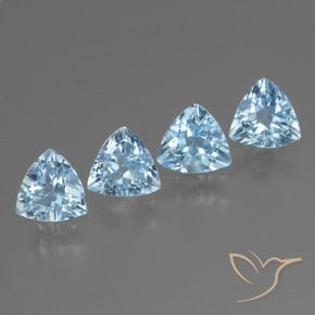 Gemme di Topazio Celeste naturale da 4.65 ct, Taglio trillion, VVS-VS