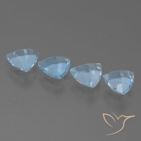 Gemme di Topazio Celeste naturale da 4.65 ct, Taglio trillion, VVS-VS