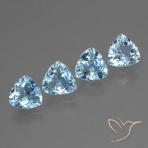 Gemme di Topazio Celeste naturale da 4.86 ct, Taglio trillion, VVS-VS