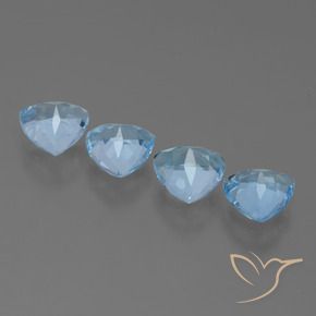 Gemme di Topazio Celeste naturale da 4.86 ct, Taglio trillion, VVS-VS