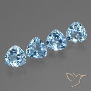 Gemme di Topazio Celeste naturale da 5.37 ct, Taglio trillion, VVS-VS