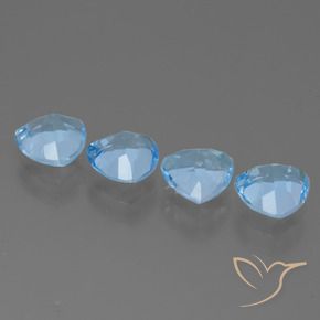 Gemme di Topazio Celeste naturale da 5.37 ct, Taglio trillion, VVS-VS
