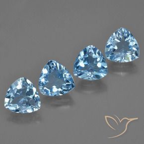 Gemme di Topazio Blu svizzero naturale da 5.56 ct, Taglio trillion, VVS-VS