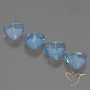 Gemme di Topazio Blu svizzero naturale da 5.56 ct, Taglio trillion, VVS-VS