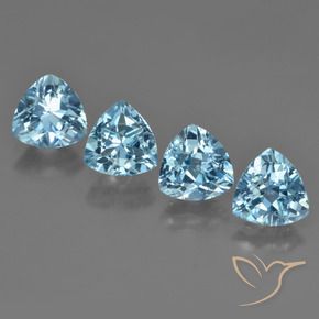 Gemme di Topazio Celeste naturale da 5.40 ct, Taglio trillion, VVS-VS