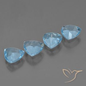 Gemme di Topazio Celeste naturale da 5.40 ct, Taglio trillion, VVS-VS