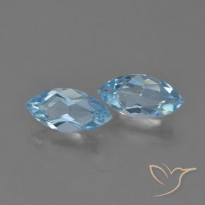 Gemme di Topazio Celeste naturale da 2.37 ct, Taglio marquise, VVS-VS