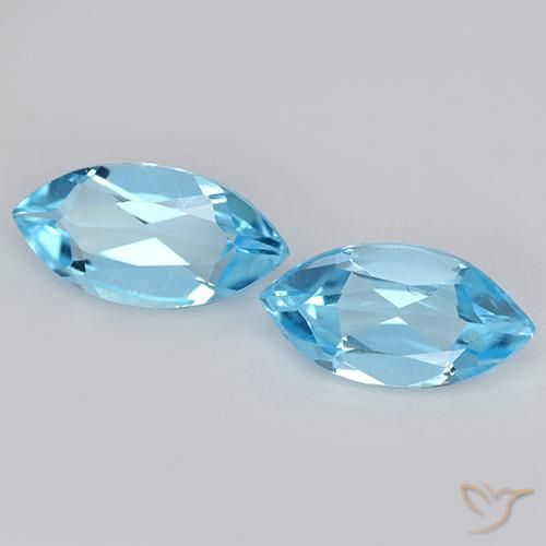 Gemme di Topazio Celeste naturale da 2.24 ct, Taglio marquise, VVS-VS