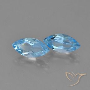 Gemme di Topazio Blu svizzero naturale da 2.42 ct, Taglio marquise, VVS-VS