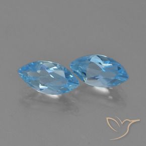 Gemme di Topazio Blu svizzero naturale da 2.65 ct, Taglio marquise, VVS-VS