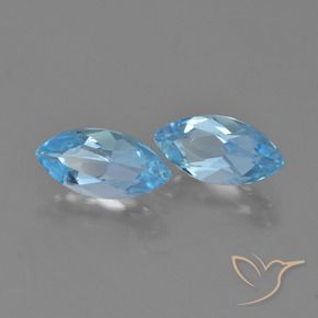 Gemme di Topazio Blu svizzero naturale da 2.60 ct, Taglio marquise, VVS-VS