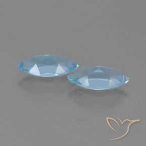 Gemme di Topazio Celeste naturale da 2.43 ct, Taglio marquise, VVS-VS