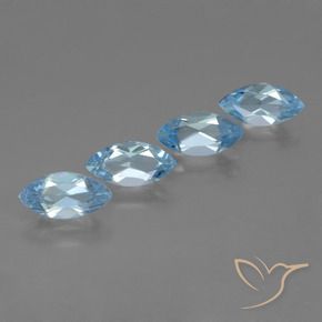 Gemme di Topazio Celeste naturale da 5.15 ct, Taglio marquise, VVS-VS