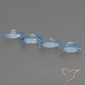 Gemme di Topazio Celeste naturale da 5.15 ct, Taglio marquise, VVS-VS