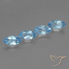 Gemme di Topazio Celeste naturale da 4.52 ct, Taglio marquise, VVS-VS