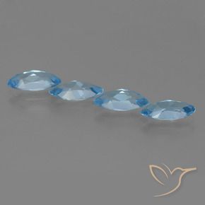 Gemme di Topazio Celeste naturale da 4.52 ct, Taglio marquise, VVS-VS