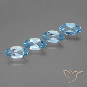 Gemme di Topazio Celeste naturale da 4.98 ct, Taglio marquise, VVS-VS