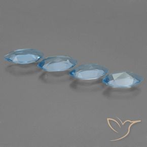 Gemme di Topazio Celeste naturale da 4.98 ct, Taglio marquise, VVS-VS