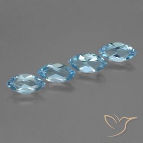 Gemme di Topazio Celeste naturale da 4.57 ct, Taglio marquise, VVS-VS