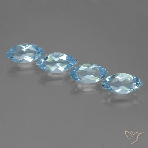 Gemme di Topazio Blu svizzero naturale da 4.90 ct, Taglio marquise, VVS-VS