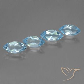 Gemme di Topazio Blu svizzero naturale da 4.90 ct, Taglio marquise, VVS-VS