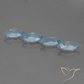 Gemme di Topazio Blu svizzero naturale da 4.90 ct, Taglio marquise, VVS-VS