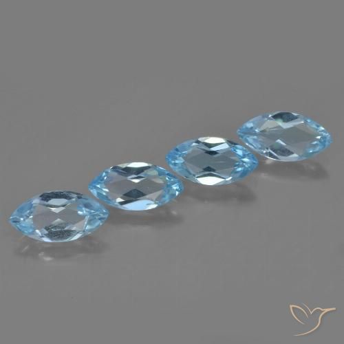 Gemme di Topazio Blu svizzero naturale da 4.05 ct, Taglio marquise, VVS-VS
