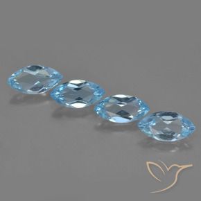 Gemme di Topazio Blu svizzero naturale da 4.05 ct, Taglio marquise, VVS-VS