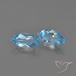 Gemme di Topazio Blu svizzero naturale da 2.29 ct, Taglio marquise, VVS-VS