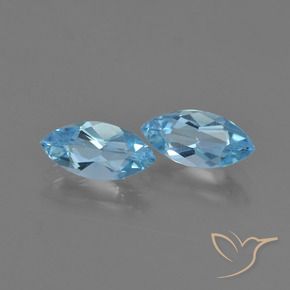 Gemme di Topazio Celeste naturale da 2.45 ct, Taglio marquise, VVS-VS