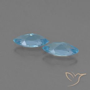 Gemme di Topazio Celeste naturale da 2.45 ct, Taglio marquise, VVS-VS