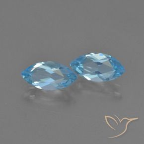Gemme di Topazio Blu svizzero naturale da 2.41 ct, Taglio marquise, VVS-VS