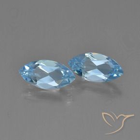 Gemme di Topazio Celeste naturale da 2.61 ct, Taglio marquise, VVS-VS