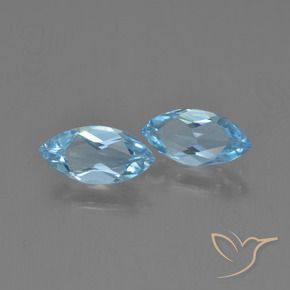 Gemme di Topazio Celeste naturale da 2.25 ct, Taglio marquise, VVS-VS