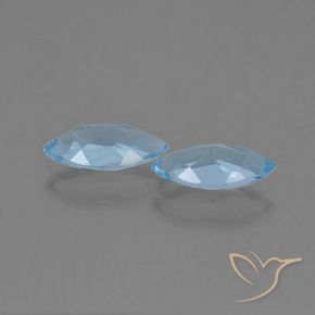 Gemme di Topazio Celeste naturale da 2.25 ct, Taglio marquise, VVS-VS