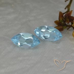 Gemme di Topazio Blu svizzero naturale da 2.22 ct, Taglio marquise, VVS-VS