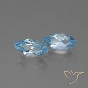 Gemme di Topazio Celeste naturale da 2.71 ct, Taglio marquise, VVS-VS