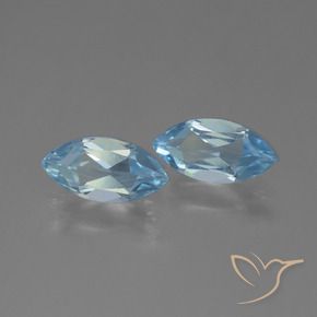 Gemme di Topazio Celeste naturale da 2.49 ct, Taglio marquise, VVS-VS