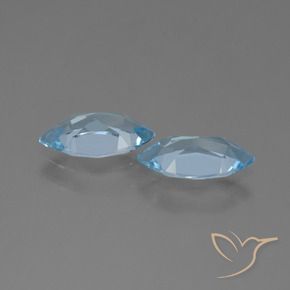 Gemme di Topazio Celeste naturale da 2.49 ct, Taglio marquise, VVS-VS
