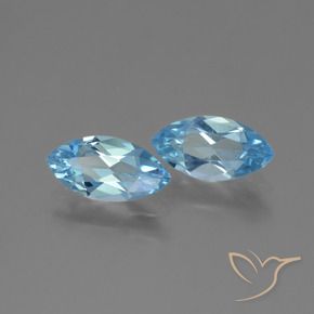 Gemme di Topazio Celeste naturale da 2.55 ct, Taglio marquise, VVS-VS