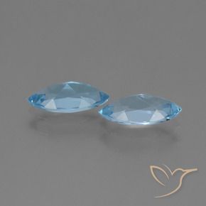 Gemme di Topazio Celeste naturale da 2.55 ct, Taglio marquise, VVS-VS