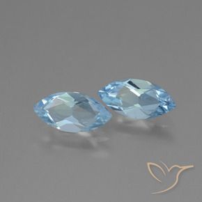 Gemme di Topazio Celeste naturale da 2.12 ct, Taglio marquise, VVS-VS