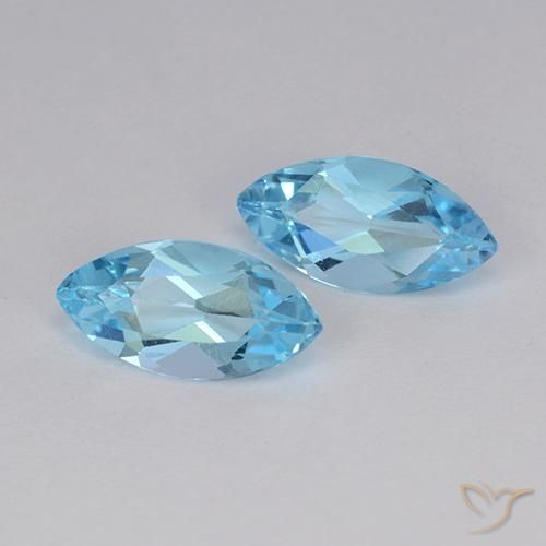Gemme di Topazio Celeste naturale da 2.51 ct, Taglio marquise, VVS-VS