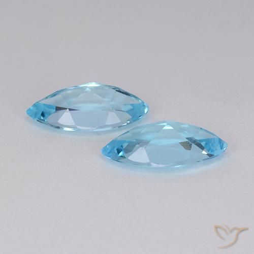 Gemme di Topazio Celeste naturale da 2.51 ct, Taglio marquise, VVS-VS